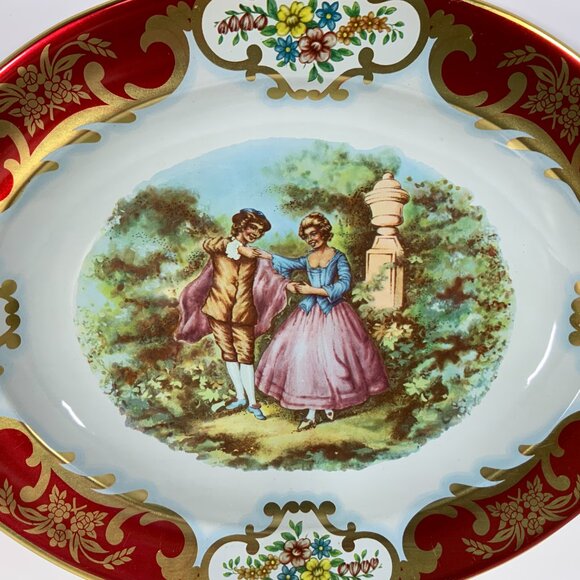 Mid Century Daher Decorated Ware Metal Retro Tin Tray Victorian Couple In Park - Picture 4 of 10